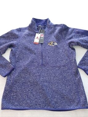 NWT Sz.L Womens Antiqua Baltimore Ravens Fortune Half Zip Pullover Jacket